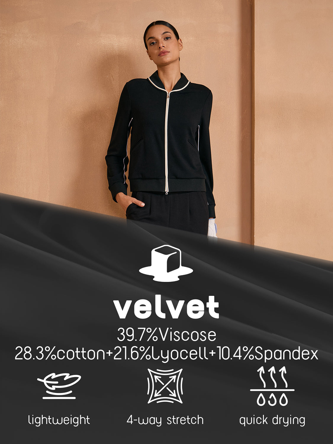 UltraSoft Velour Peter Pan Collar Trimmed Jacket