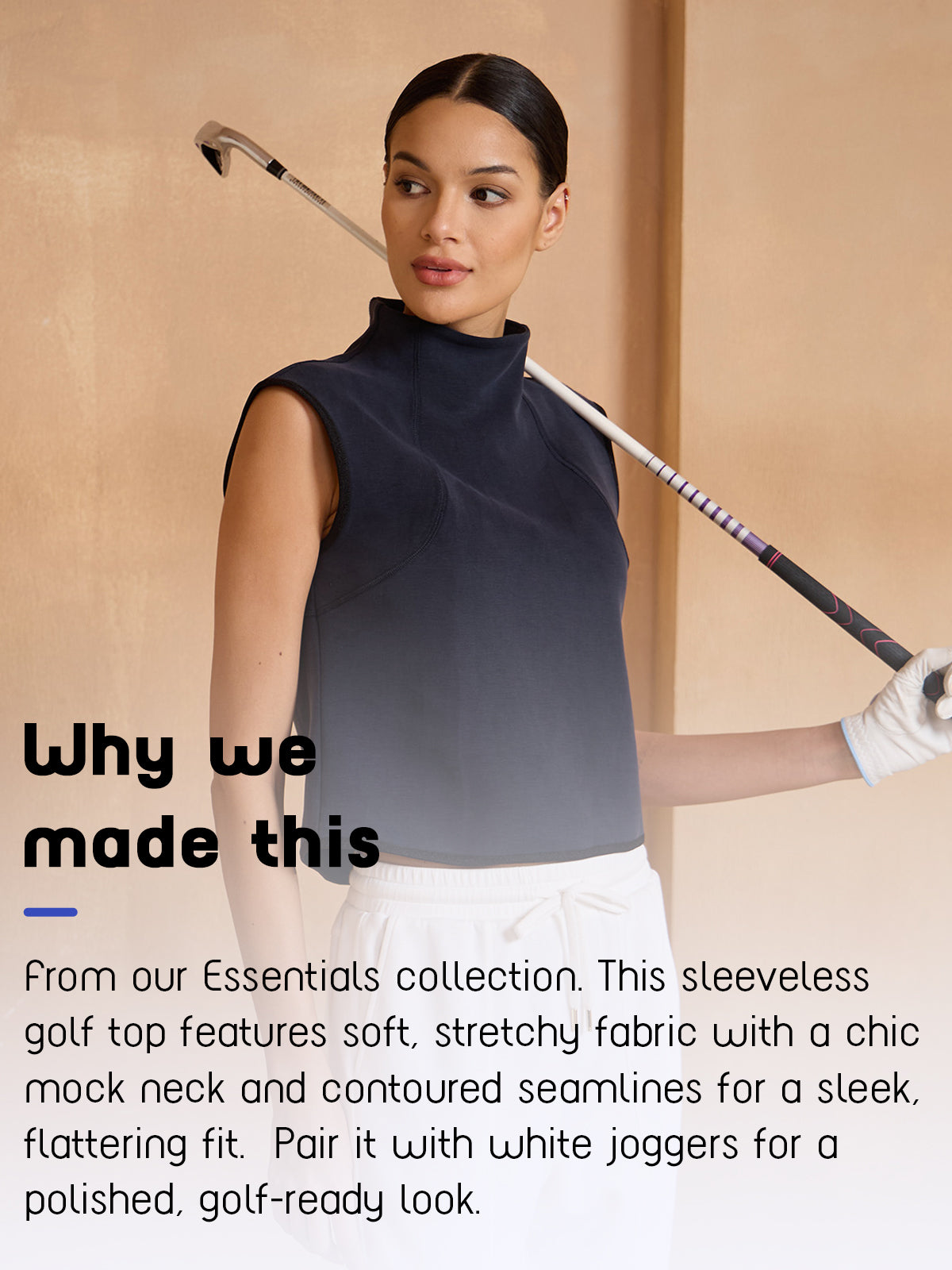 UltraSoft Sleeveless Funnel-Neck Golf Sweatshirt