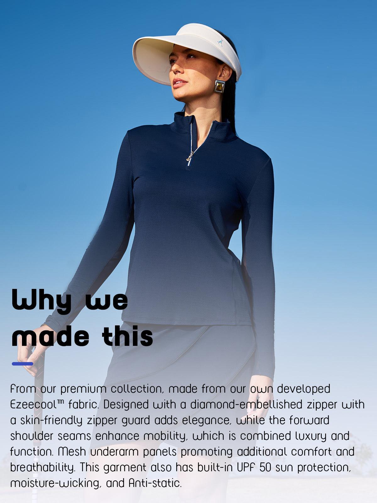 Premium Long Sleeve Mock Neck Mesh Quarterzip UPF50+