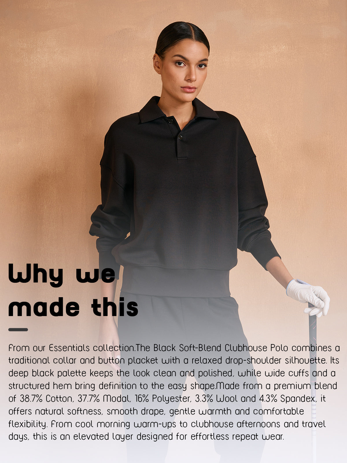 UltraSoft Wool Long Sleeve Collared Button Sweatshirt
