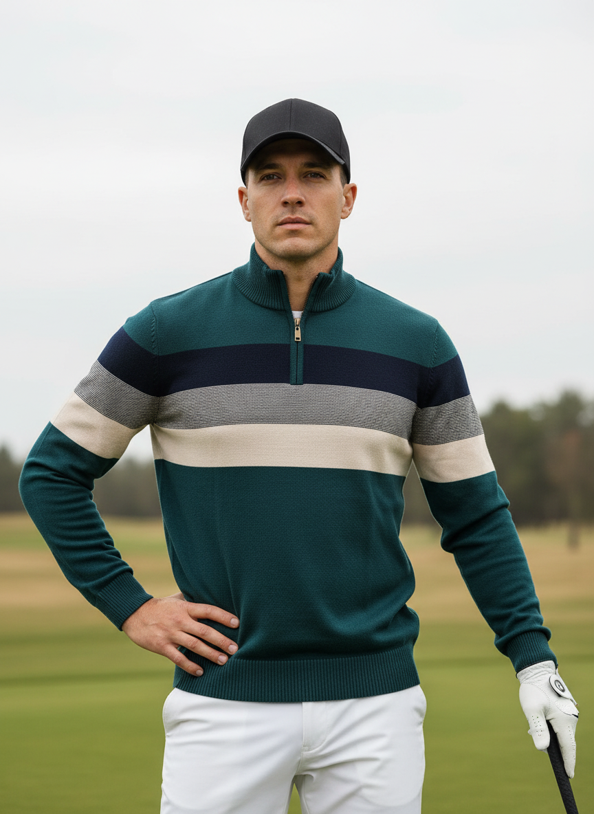 More Than Basic Men's Golf Quarter Zip Sweater