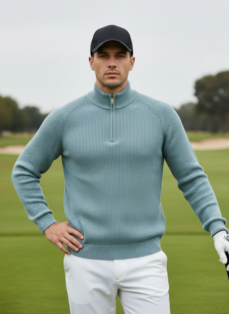 More Than Basic Men's Golf Quarter Zip Sweater