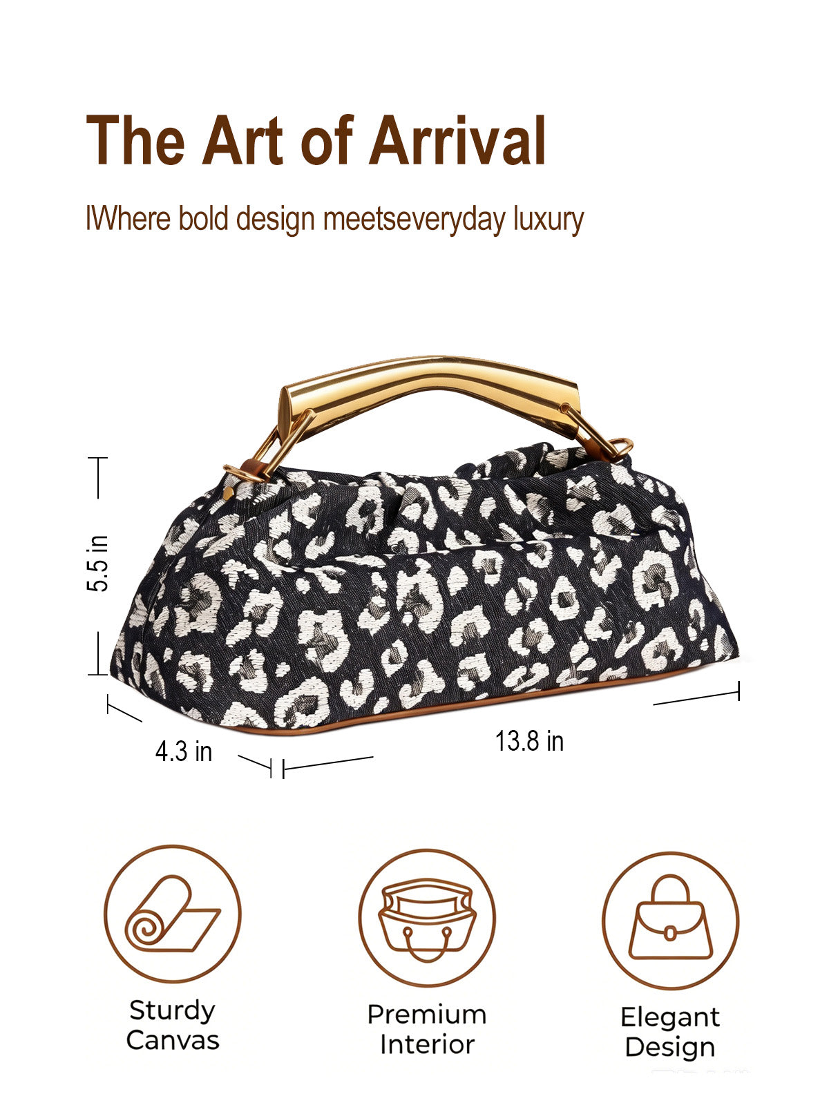 Leopard Jacquard Canvas Pleated Frame Bag