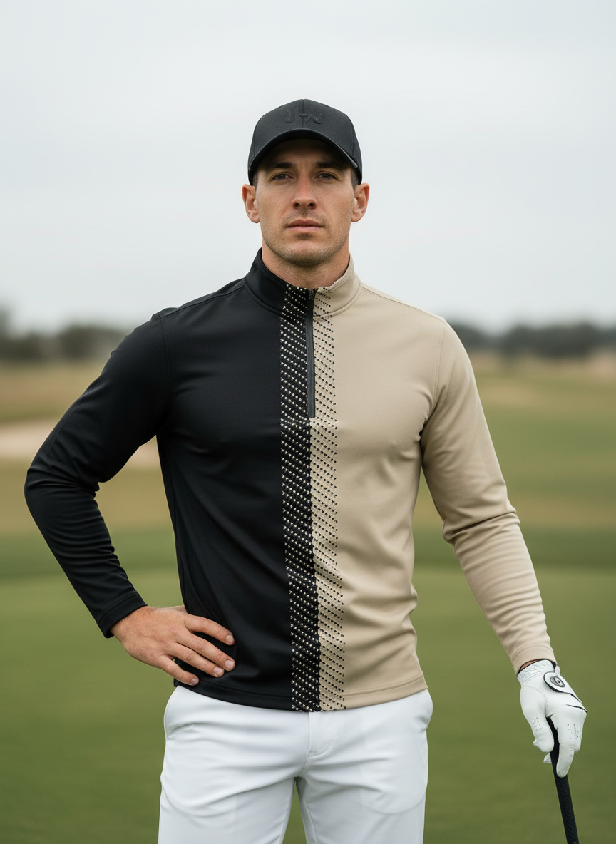 Not So Classic Camisa de Golf para Hombre con Cuello Cuarto Cremallera UPF50+