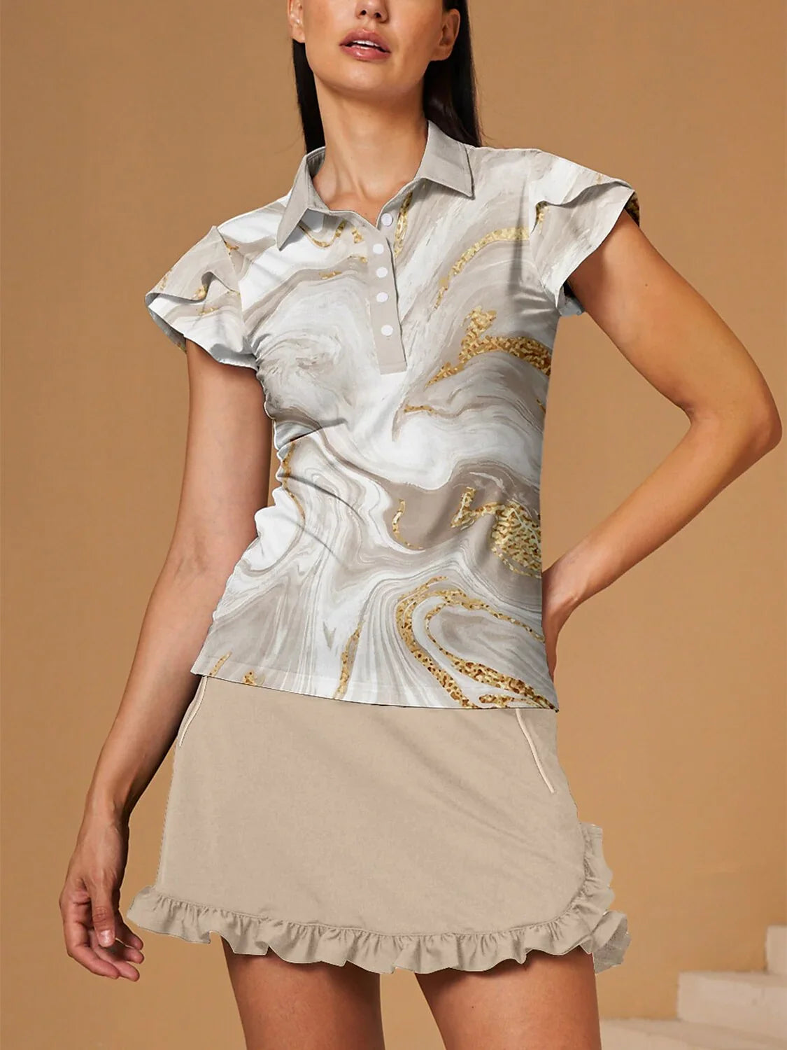 Inked Skins Polo z falbaną na rękawach UPF50+