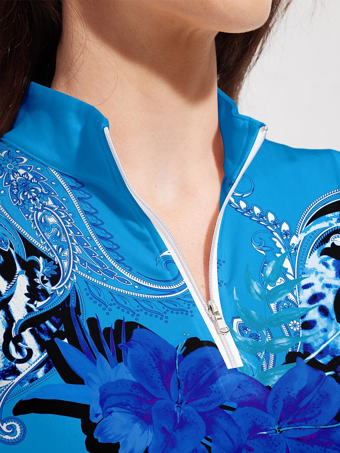 Polo de golf tropical ultra tendance à demi-zip UPF50+