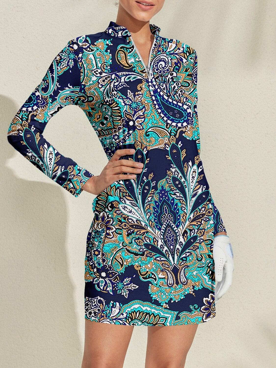 Ładna kobieca sukienka z długim rękawem UPF50+