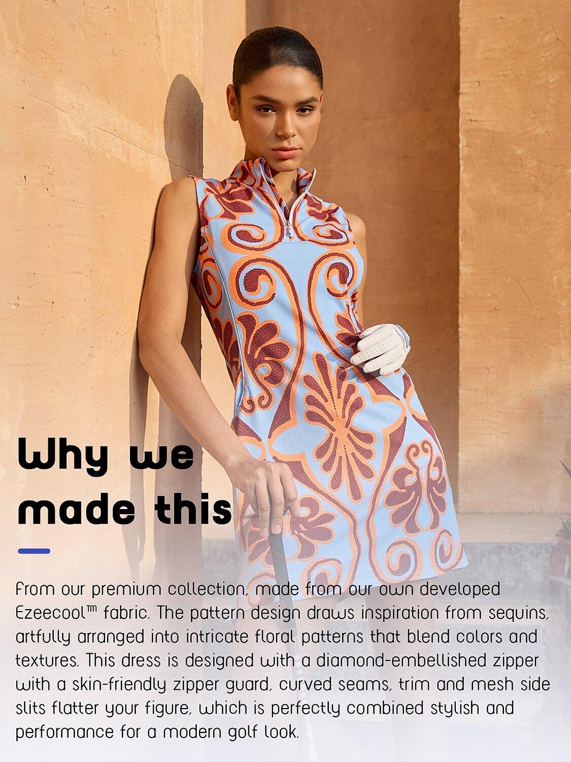 Premium Vestido sin mangas con cuello simulado de 35.5 pulgadas UPF50+