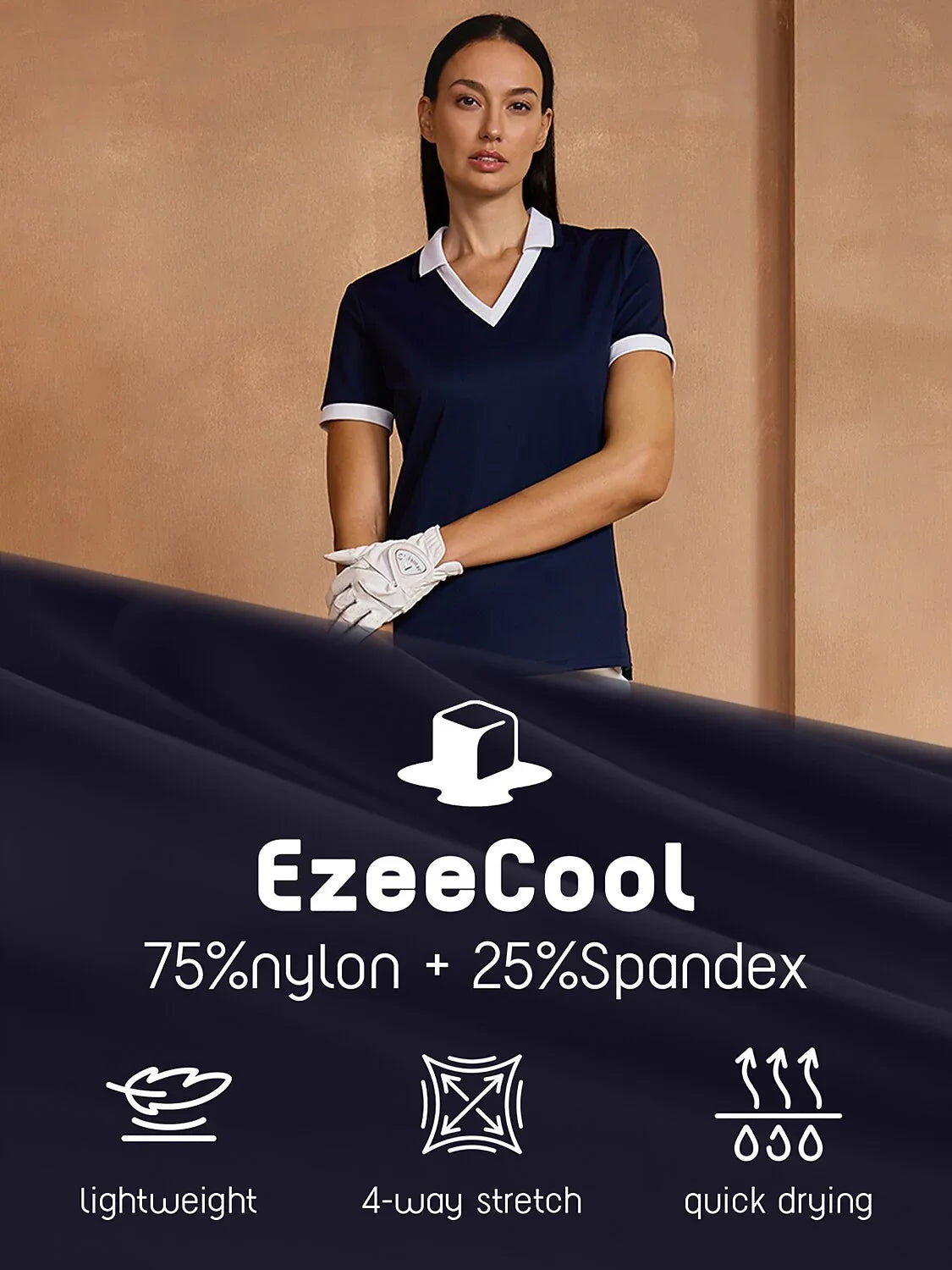 Polo a righe Navycore con scollo a V e maniche corte UPF50+