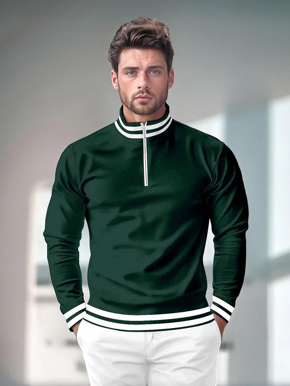 Polo de golf pour homme avec fermeture éclair 1/4 UPF50+