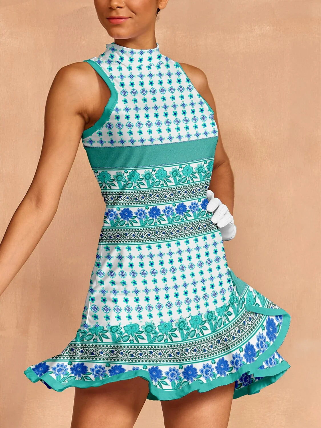 Jolie robe féminine à volants de 34,5 pouces pour le golf, le pickleball et le tennis