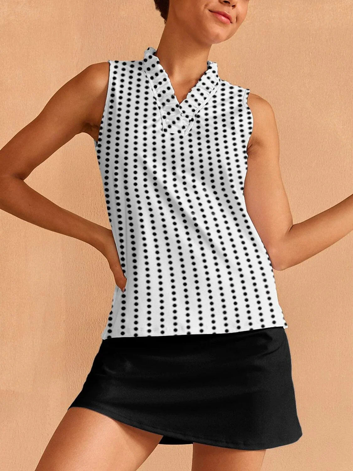 Hyper-Prep Tanktop mit Rüschen und V-Ausschnitt, LSF 50+