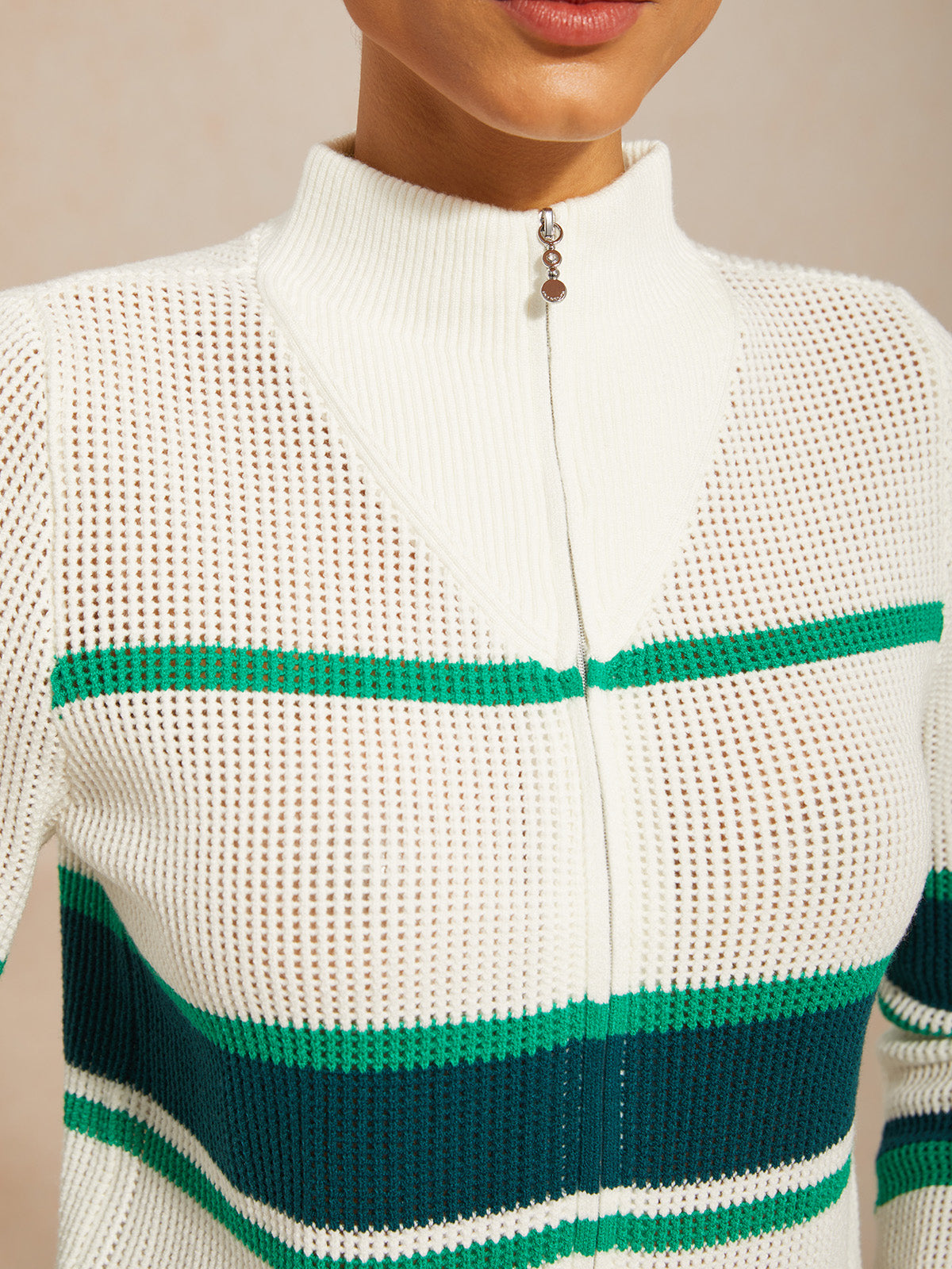 More Than Basic Long Sleeve Color Block Knit Jacket