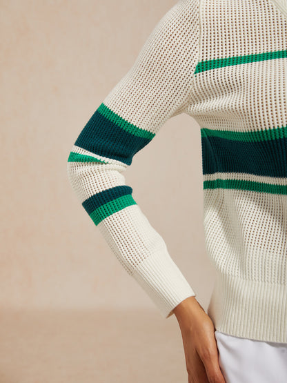More Than Basic Long Sleeve Color Block Knit Jacket