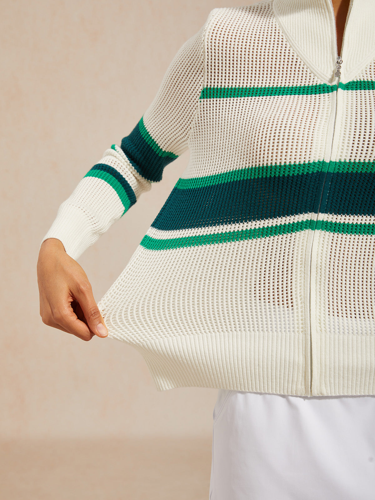 More Than Basic Long Sleeve Color Block Knit Jacket
