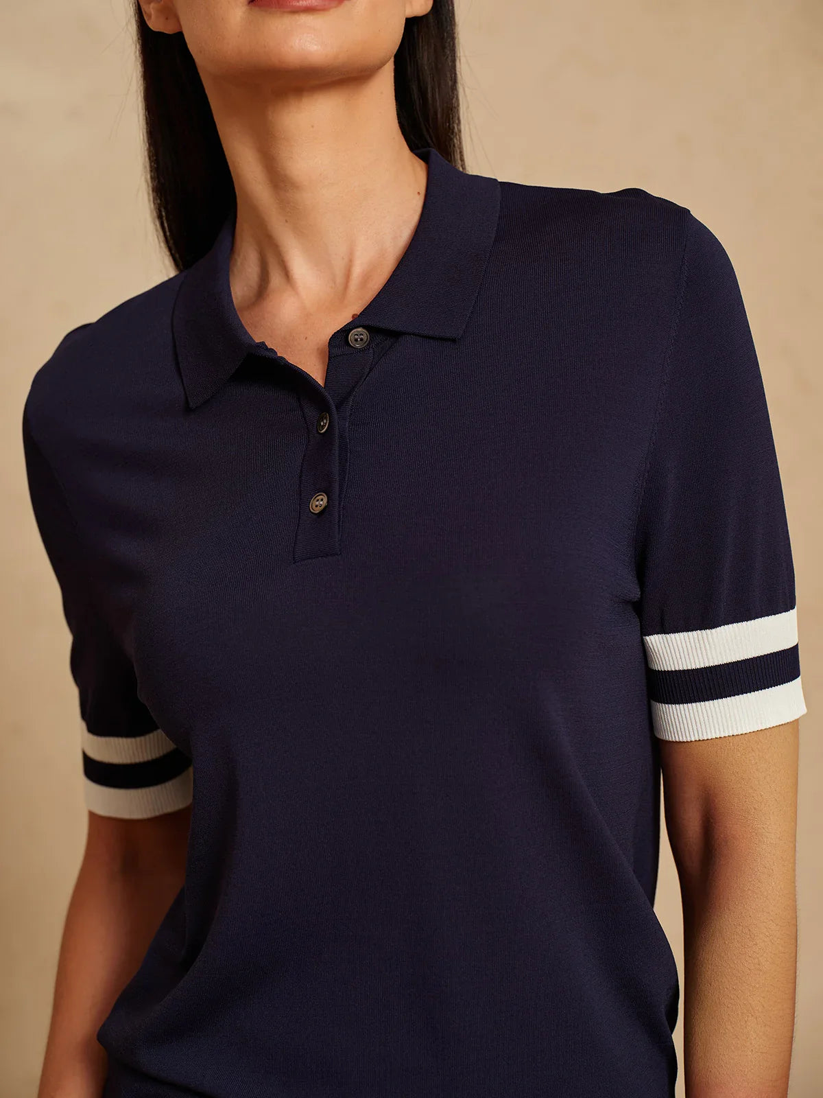 Navycore – Kurzärmliges Strickpolo mit Farbblockdesign
