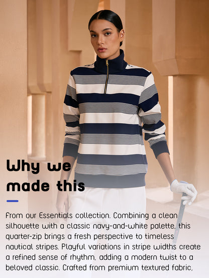 More Than Basic Striped Pique Golf Sweatshirt