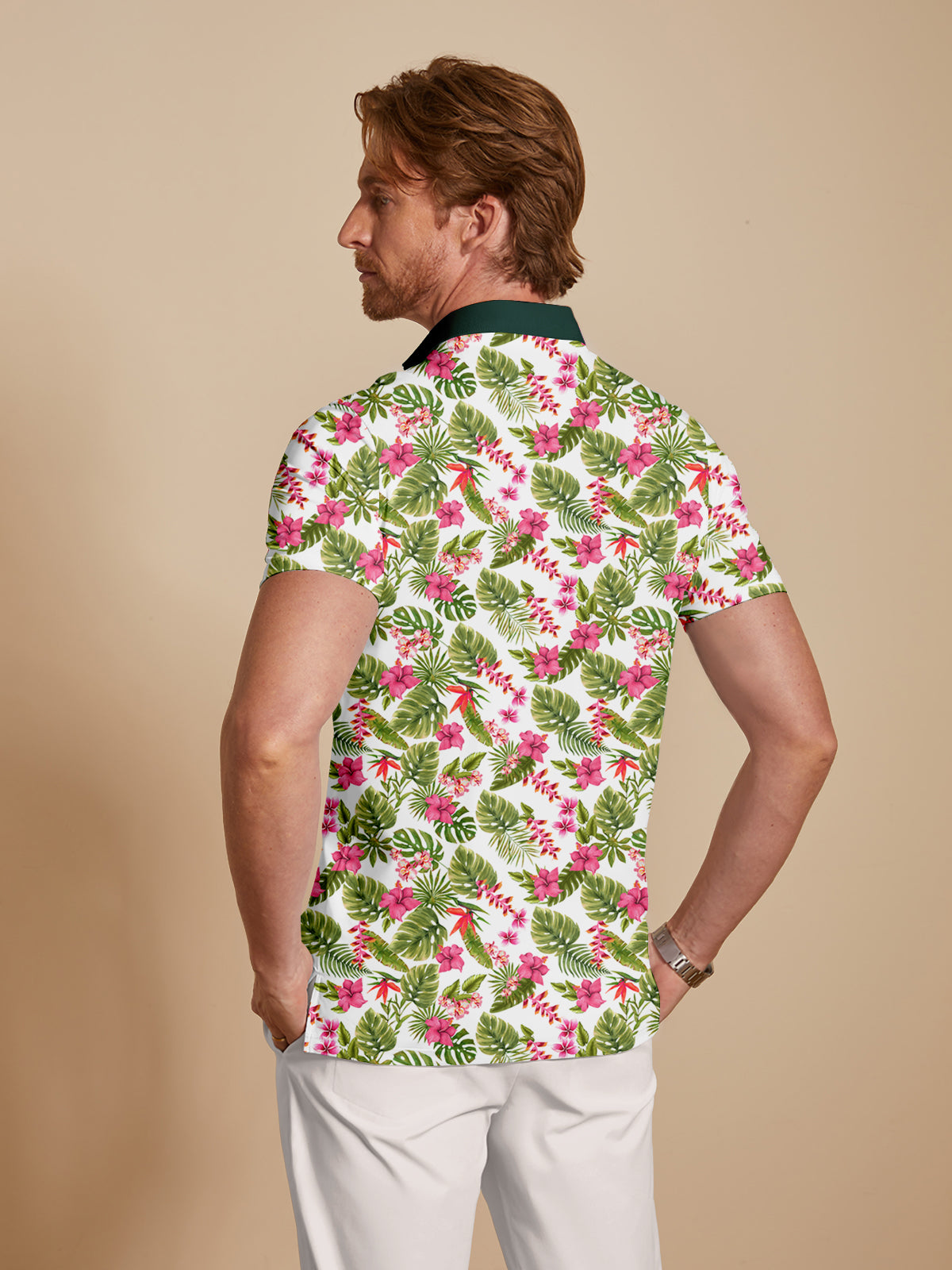 Botanical Energy Men's Ribbed Collar Polo Top UPF50+
