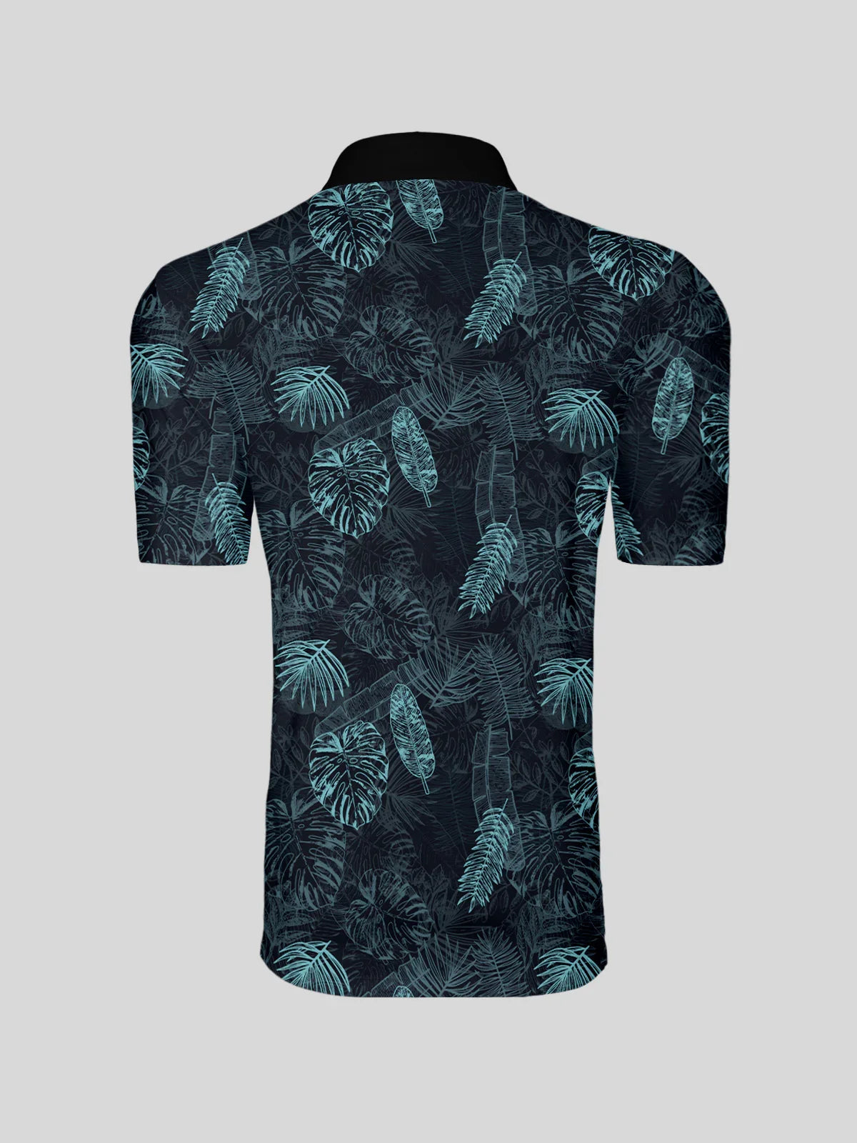 Hyped-up Tropical Men's Ribbed Collar Polo Top UPF50+
