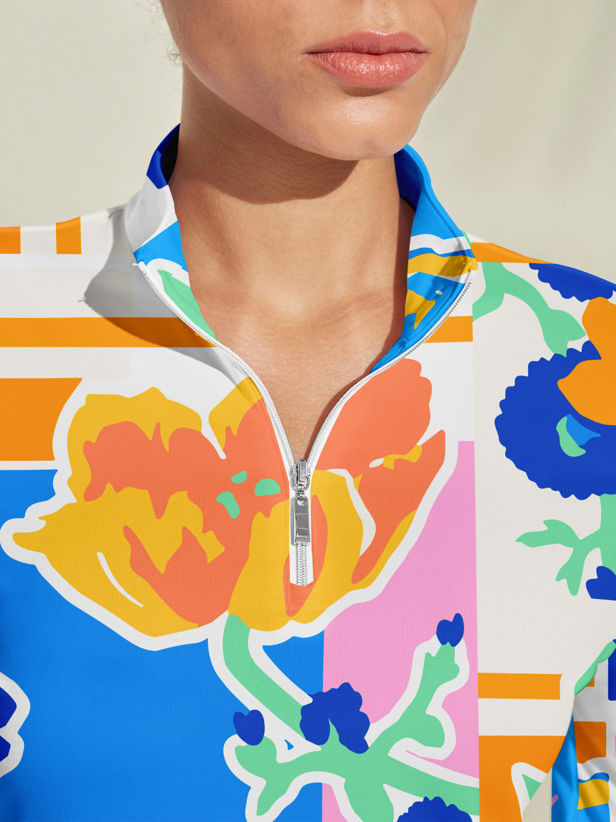 Hyped-up Tropical Silky Golf Shirt Quarterzip UPF50+