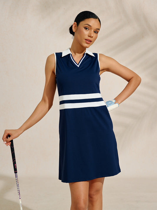 Sukienka Navycore bez rękawów z dekoltem w serek, blok kolorów, długość 36,5 cala, UPF50+