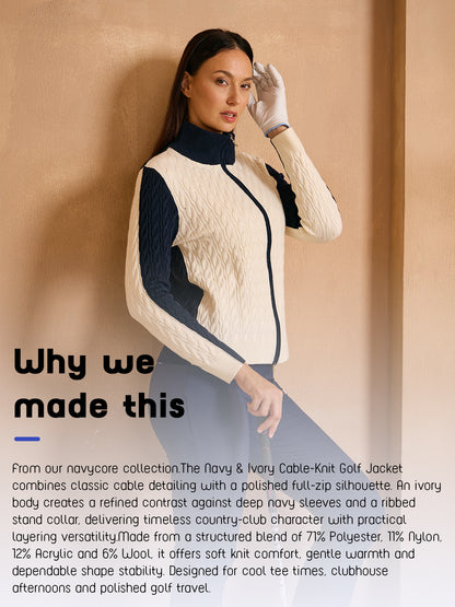 Naycore Color Block Full Zip Cable Knit Sweater