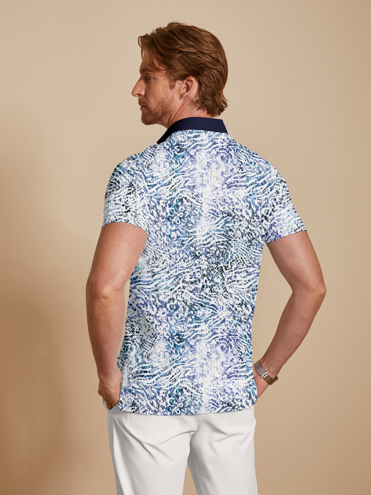 Wildlife Party Herren-Poloshirt mit Rippkragen, UPF50+