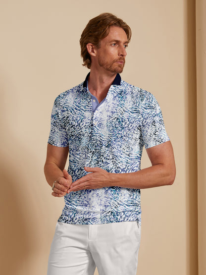 Wildlife Party Herren-Poloshirt mit Rippkragen, UPF50+