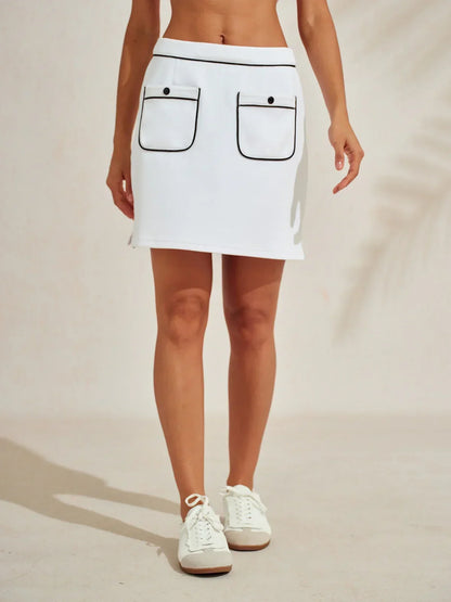 Crisp Couture Falda Pantalón con Bolsillo de Piqué de 17.5 Pulgadas