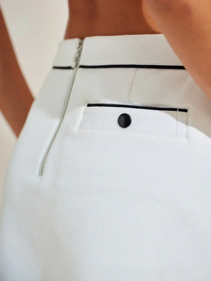 Crisp Couture Falda Pantalón con Bolsillo de Piqué de 17.5 Pulgadas