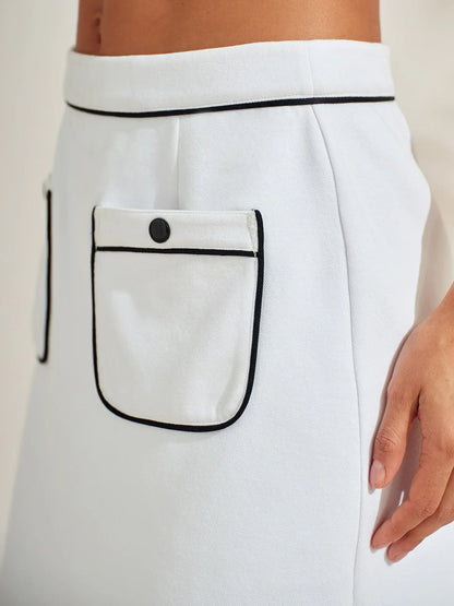 Crisp Couture Falda Pantalón con Bolsillo de Piqué de 17.5 Pulgadas