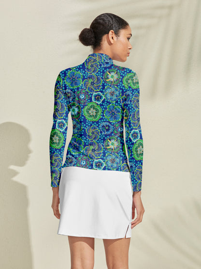Hyped-up Tropical Silky Golf Shirt Quarterzip UPF50+