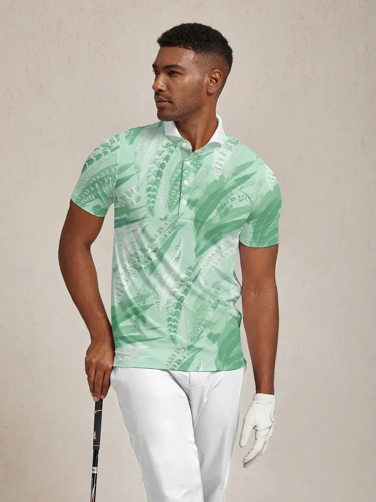 Wildlife Party Men's Ribbed Collar Polo Top UPF50+