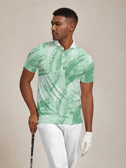 Wildlife Party Men's Ribbed Collar Polo Top UPF50+