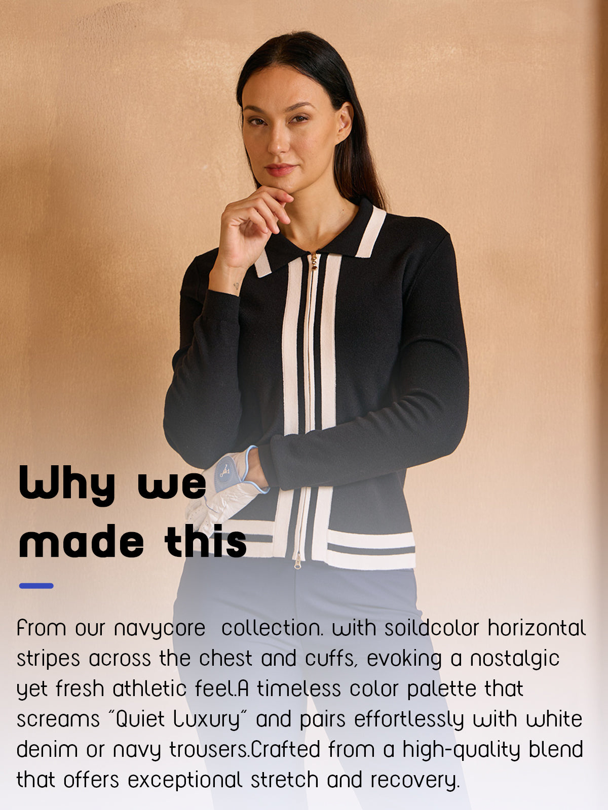 Navycore Golf Colorblock Full Zip Sweater