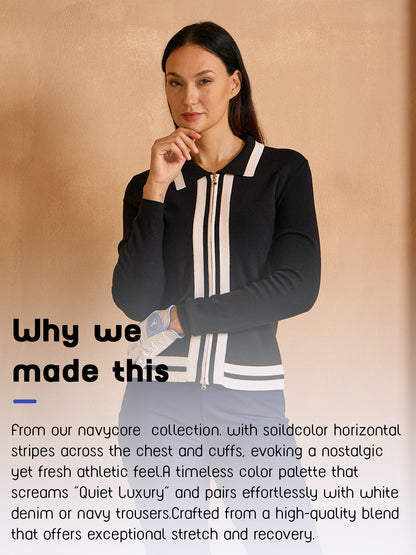 Navycore Golf Colorblock Full Zip Sweater