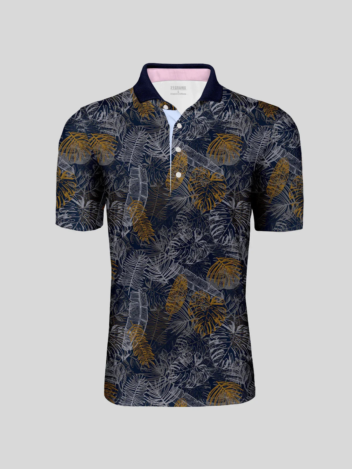 Hyped-up Tropical Men's Ribbed Collar Polo Top UPF50+