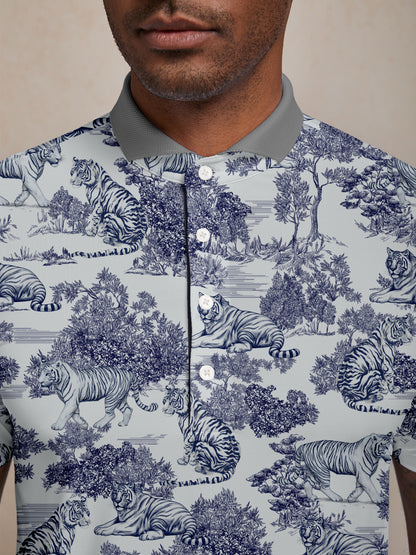 Wildlife Party Herren-Poloshirt mit Rippkragen UPF50+