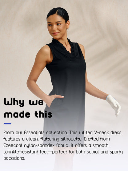 More Than Basic Ruffle V-Neck Sleeveless Dress UPF50+