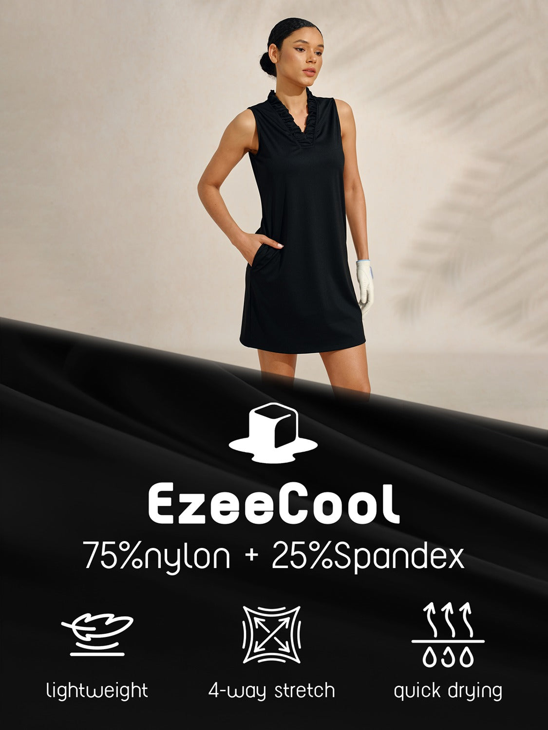 More Than Basic Ruffle V-Neck Sleeveless Dress UPF50+