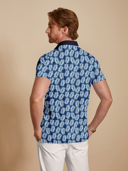 Botanical Energy Men's Ribbed Collar Polo Top UPF50+