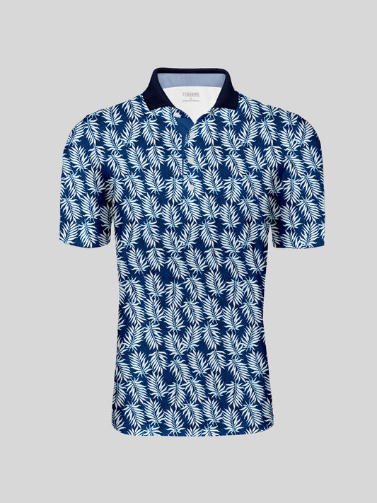 Botanical Energy Herren-Poloshirt mit Rippkragen, UPF50+