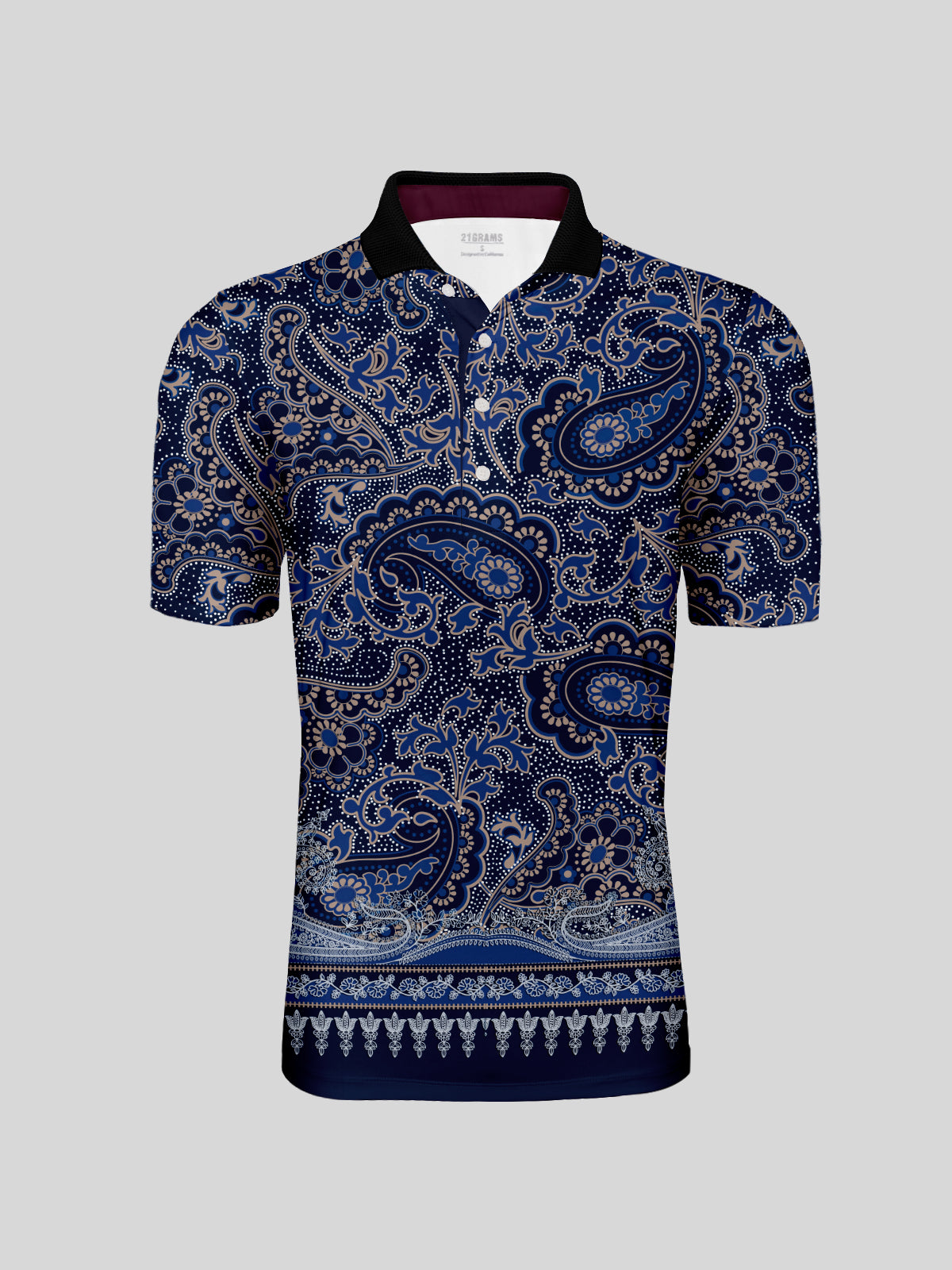 Mystical Boho Men's Ribbed Collar Polo Top UPF50+