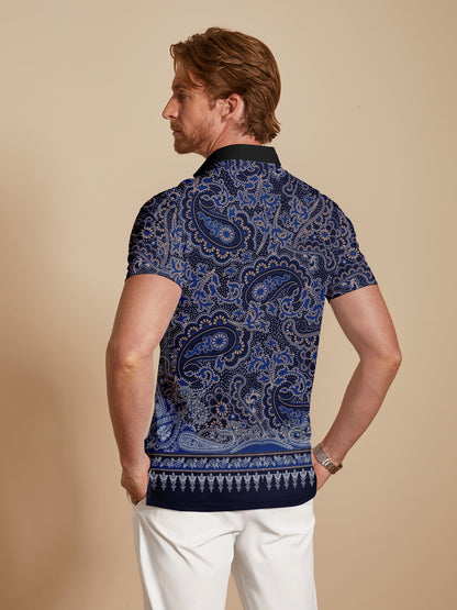Mystical Boho Men's Ribbed Collar Polo Top UPF50+