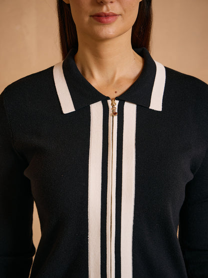 Navycore Golf Colorblock Full Zip Sweater