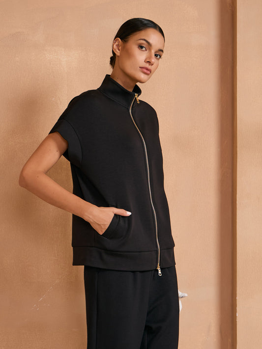 UltraSoft Wool Short Sleeve Full Zip Sweatshirt