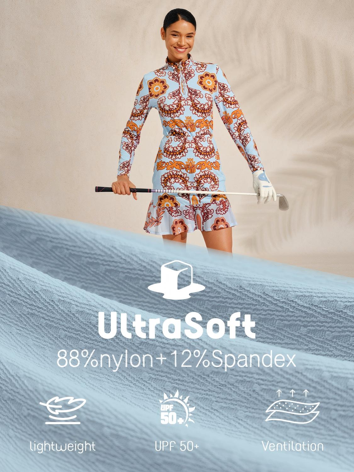 Ultrasoft Premium Long Sleeve Mock Neck Quarterzip UPF50+