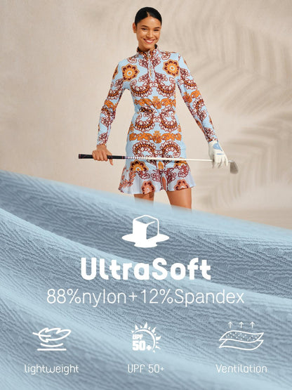 Ultrasoft Premium Long Sleeve Mock Neck Quarterzip UPF50+