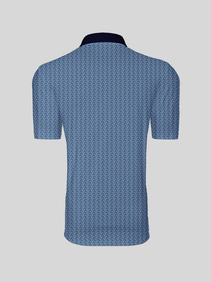 Playful Nautical Men's Ribbed Collar Polo Top UPF50+