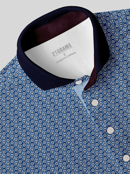 Playful Nautical Men's Ribbed Collar Polo Top UPF50+
